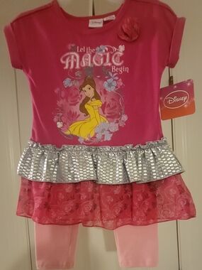 Disney Belle Pink Sparkle Dress & Leggings